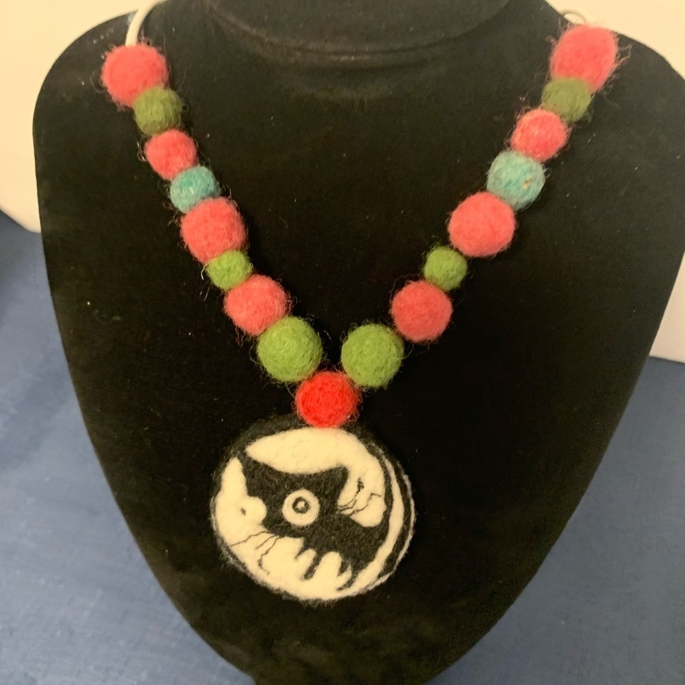 Felted Cat Necklace